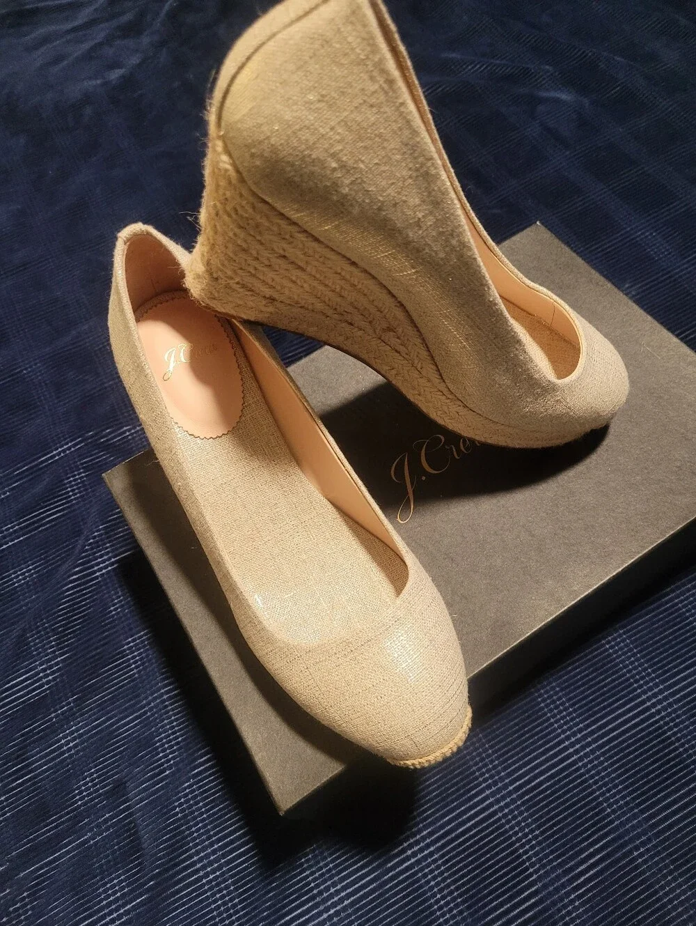J. Crew Women's Beige Metallic Espiradrille Wedges